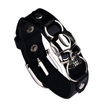 Men's Genuine Leather buckle Rock Skull Bracelet