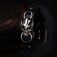 Men's Genuine Leather buckle Rock Skull Bracelet