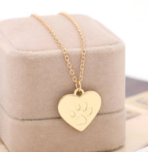 Dog Paw Heart Necklace