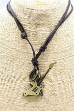 Vintage Leather Guitar Necklace
