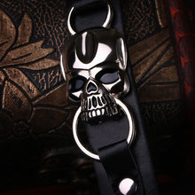 Men's Genuine Leather buckle Rock Skull Bracelet