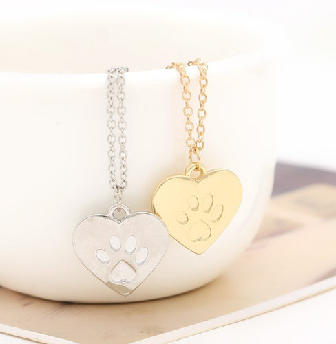 Dog Paw Heart Necklace