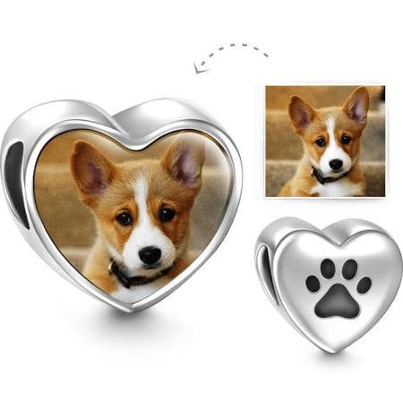 Personalize Photo Charm Paw Print Sterling Silver